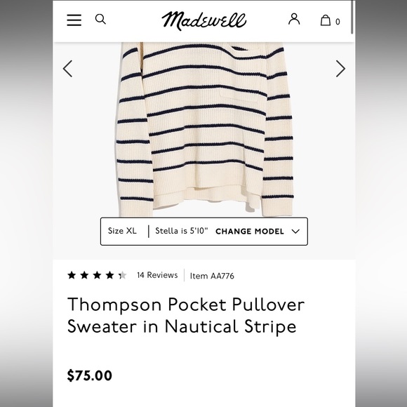 MADEWELL Thompson pocket pullover sweater in Nautical stripe | MEDIUM - Picture 8 of 11